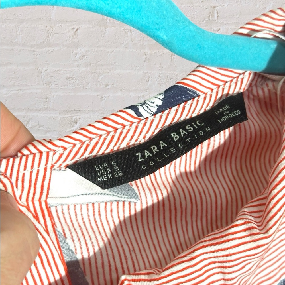 Zara Red Blouse with Ruffle Neckline - Picture 4 of 5